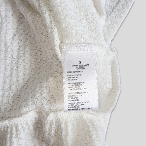 Paper Crane Small White Smocked Tie Strap Peplum Sleeveless Waffle Top - Picture 14 of 16